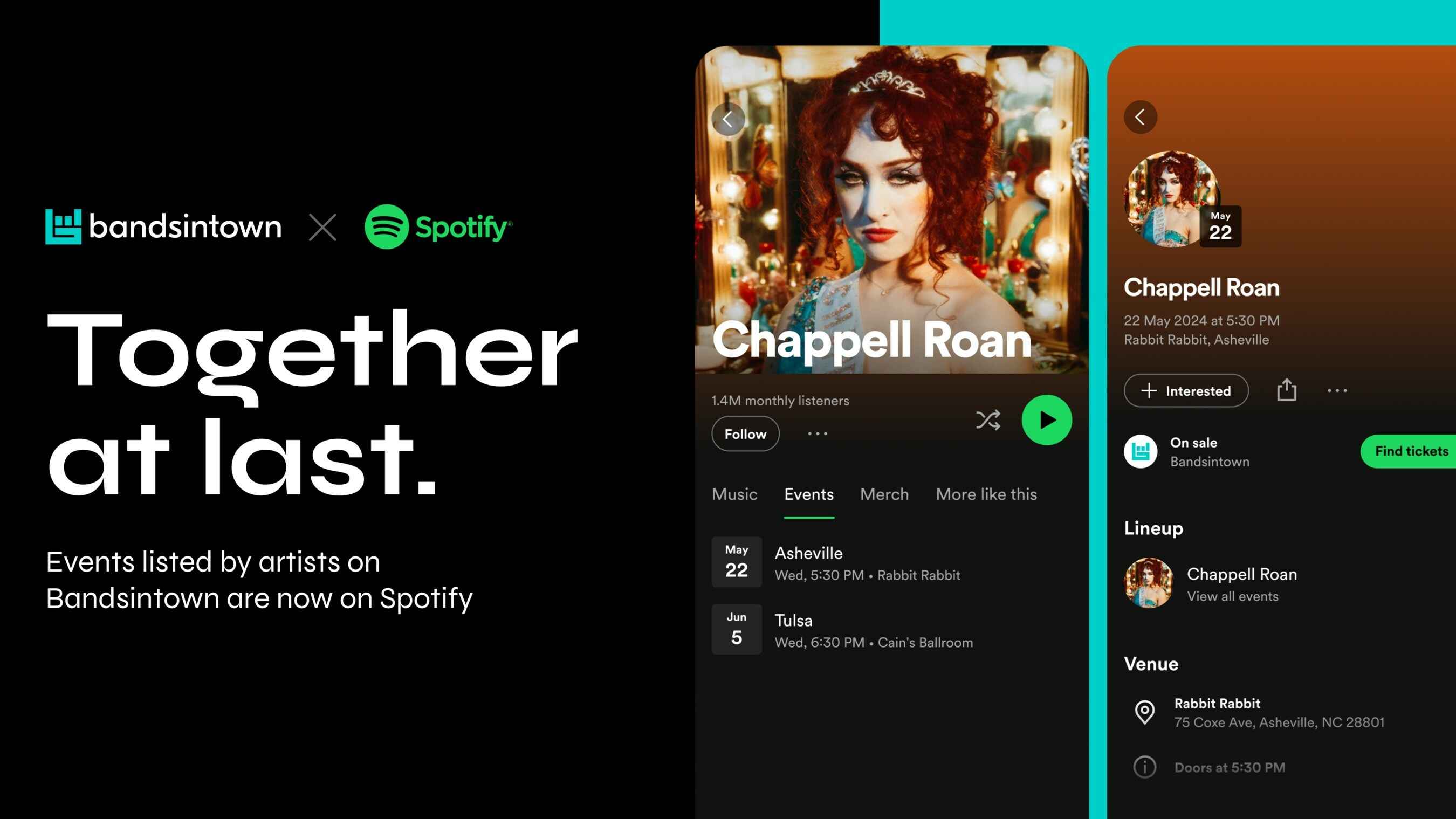 Machen gemeinsame Sache: Bandsintown und Spotify.
