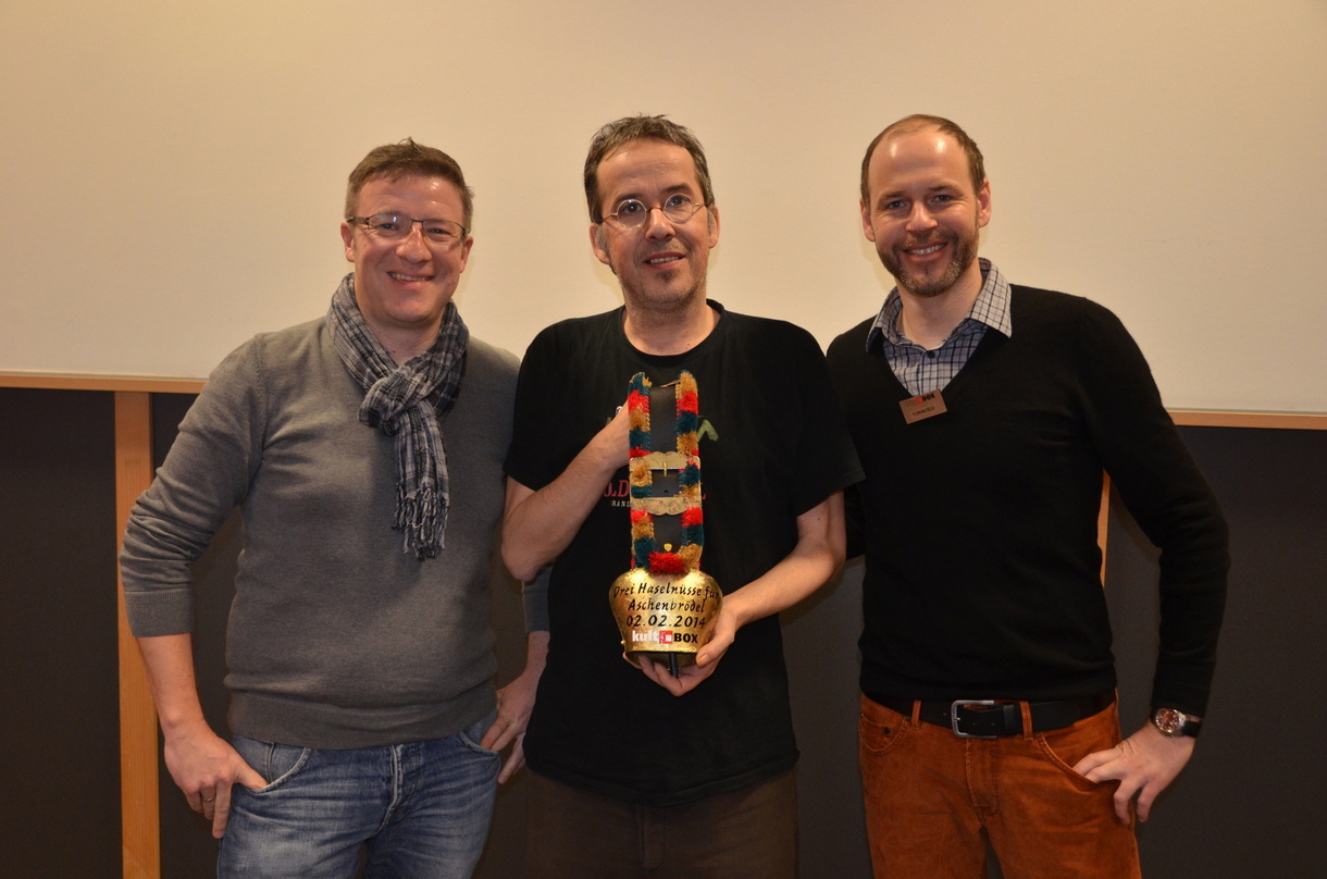 Bei der Award-Übergabe (von links): Christian Doll (C² Concerts), Musical-Autor, -Regisseur und -Darsteller Christian Berg sowie Florian Fülle (bigBox Allgäu)
