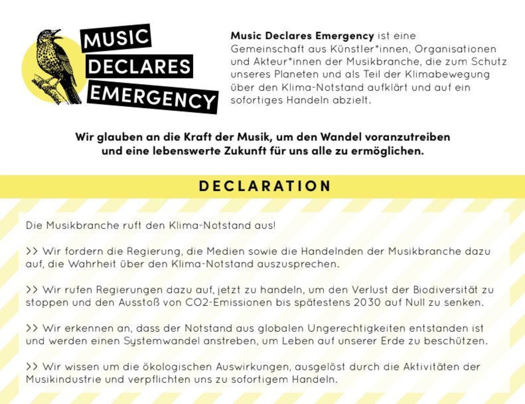 035542d0422e4975c2a7399b37a986b761b1063fc4a1b63c375151df326fd446 Klärt über den Klima-Notstand auf: Music Declares Emergency Germany