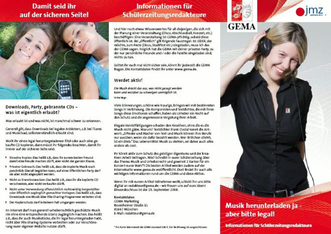 Soll aufklären: GEMA-Flyer