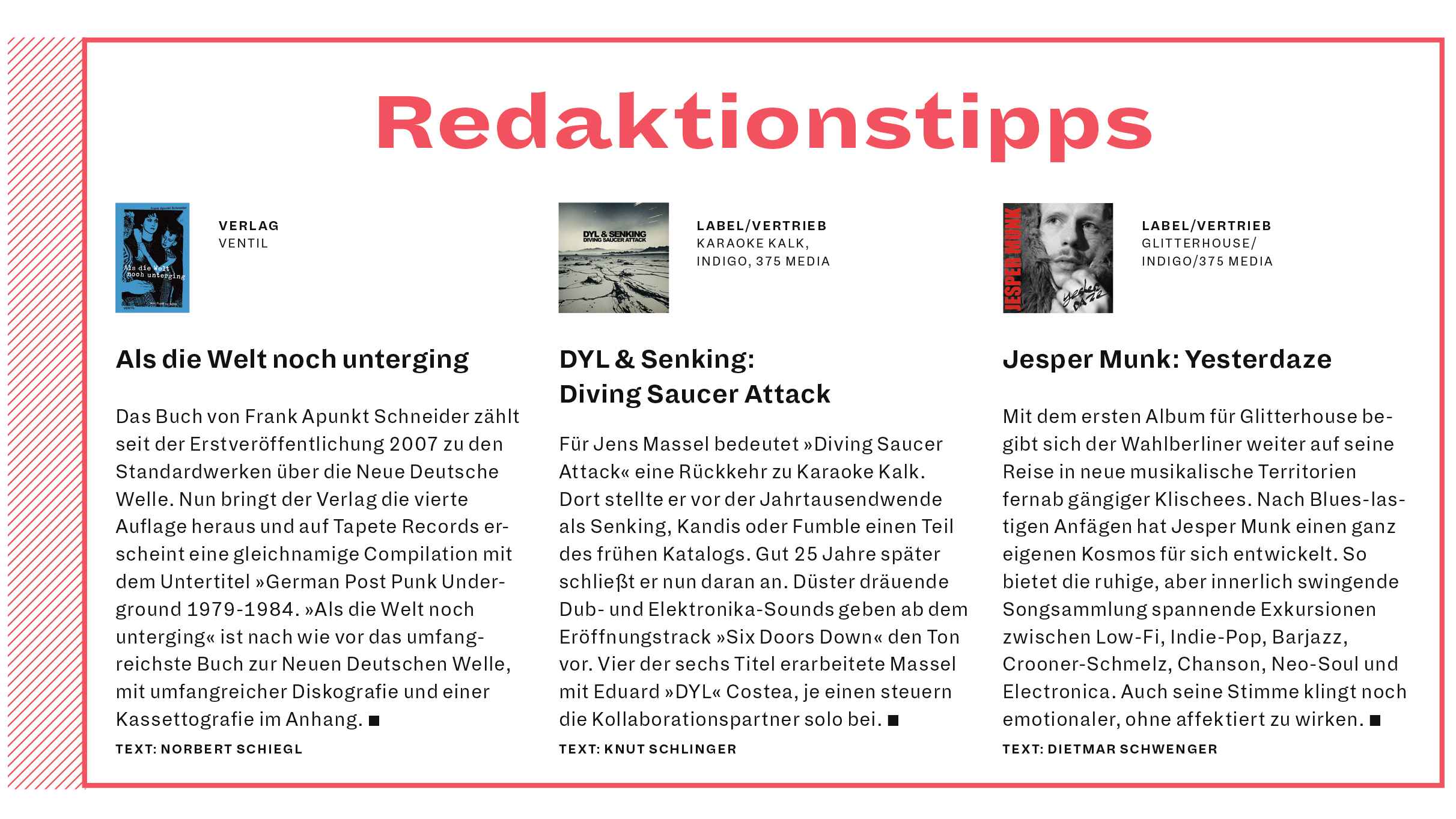 Die Redaktionstipps von MusikWoche.