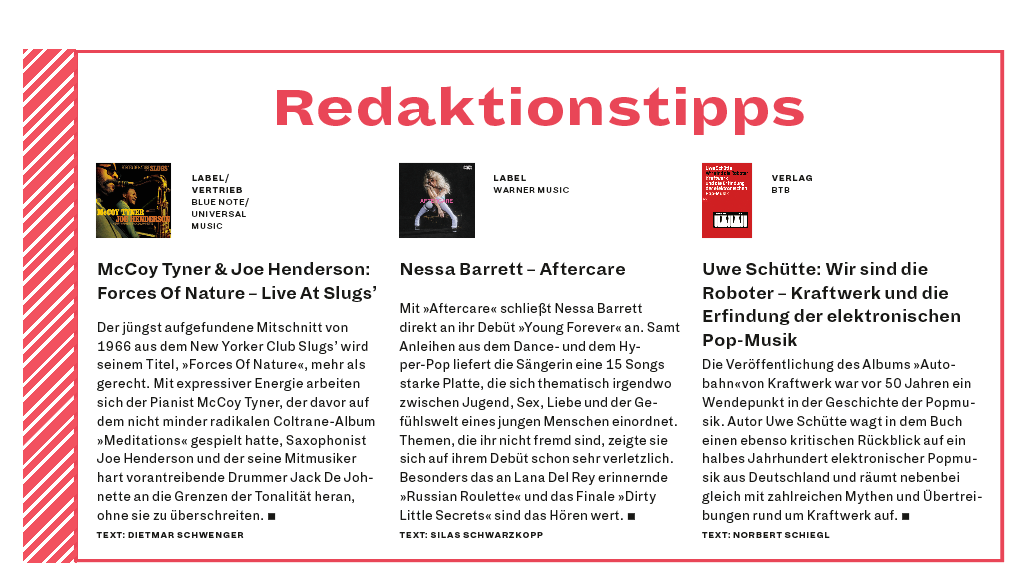 Die Tipps aus der MusikWoche-Redaktion.