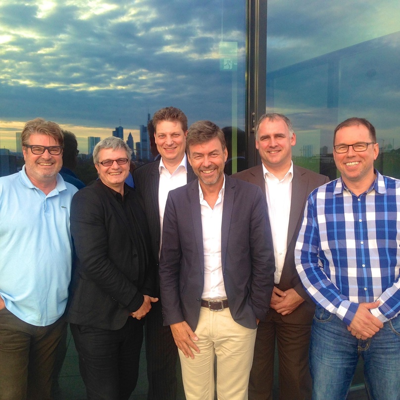 Der neu formierte CLUK-Vorstand (von links): Niko Gültig (ddc), Michael Klein (INM), Claudio Montanini (Marketing Club Frankfurt), Wolfgang Weyand (IMUC), Dirk Glock (VDMH) und Christian A...