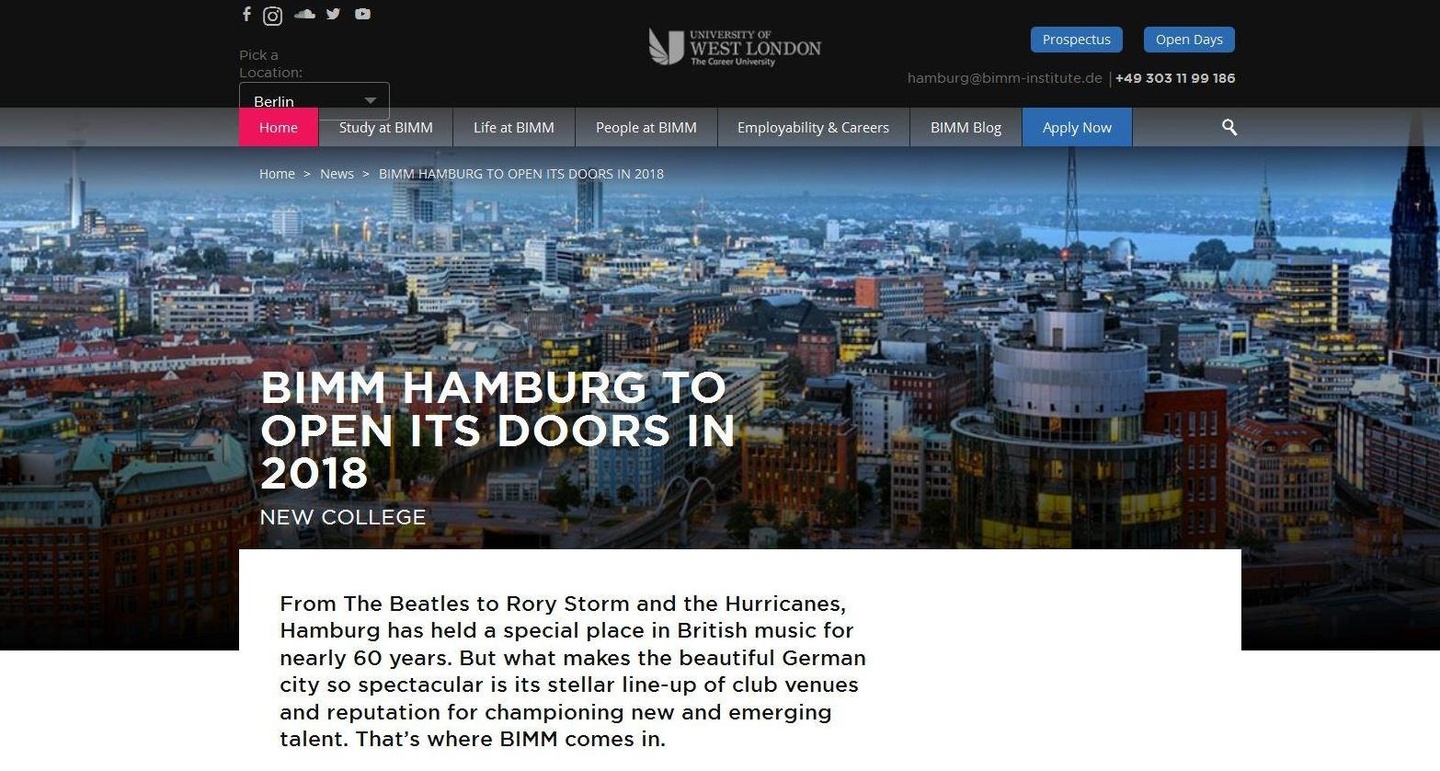 Expandiert nach Hamburg: The British And Irish Modern Music Institute