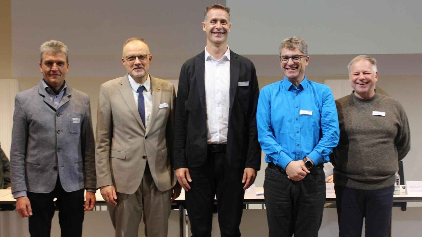Neuer Vorstand des VPLT (von links): Jürgen Junker (Mott Mobile Systeme), Helge Leinemann (exposive medien gruppe), Christian Sommer (Ambion), Markus Endl (EXG Media) und Falco Zanini.