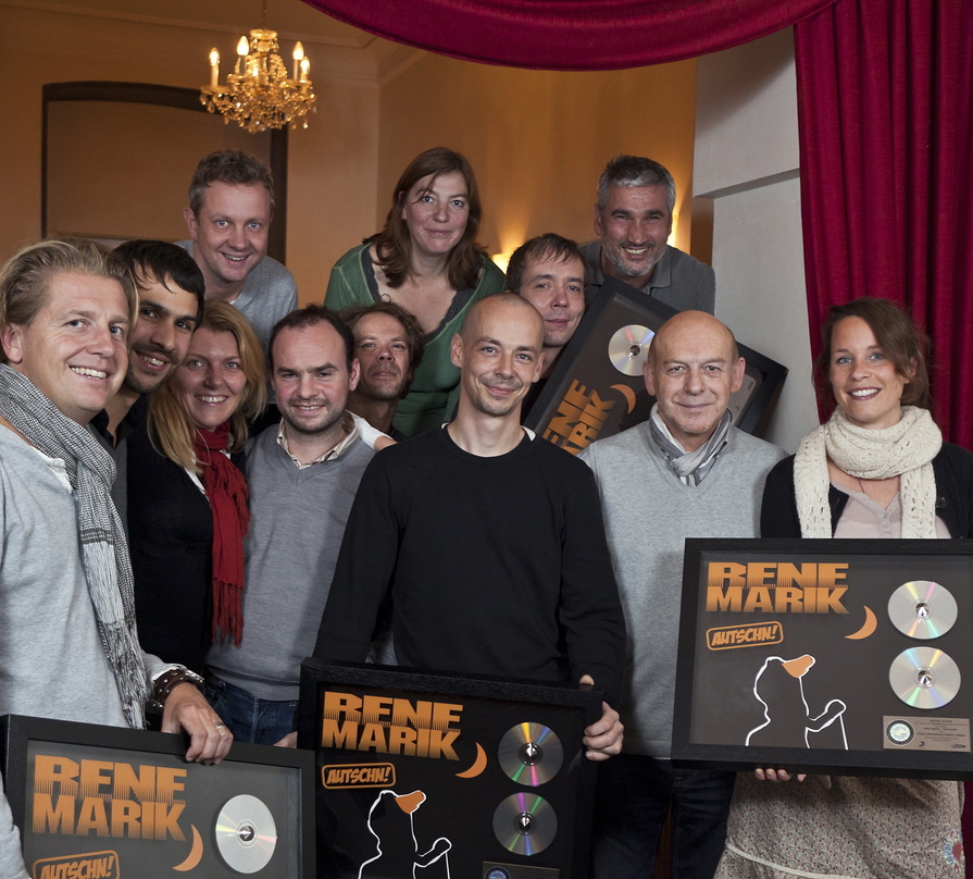 Feierten den Doppel-Platin-Erfolg: René Marik, Spassgesellschaft!, Agathos und RTL
