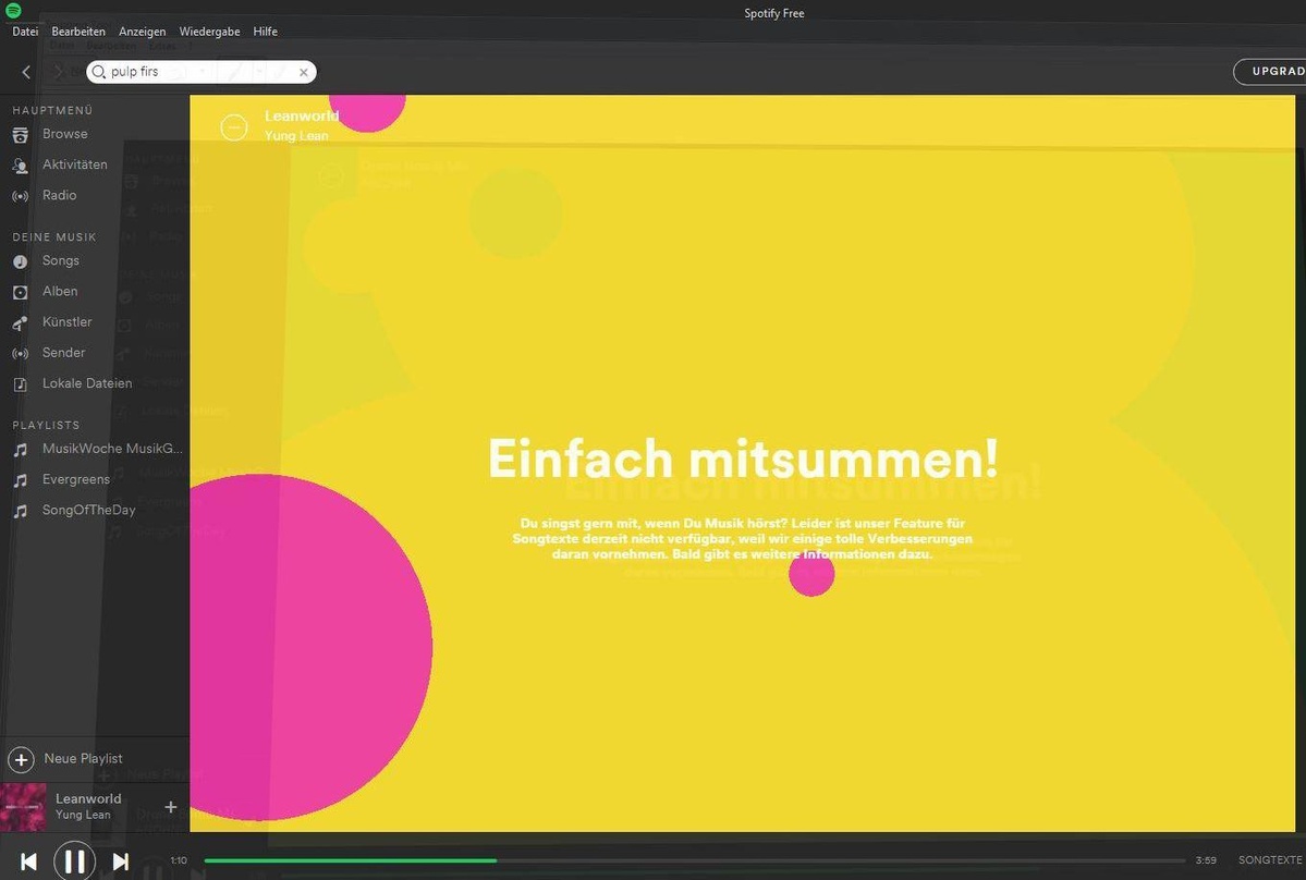 0810772a8ab2b2a6f69344f1550506d42792652021fcddf84f32bafd5b920bab Fordert seine Nutzer zum Mitsummen auf: Spotify