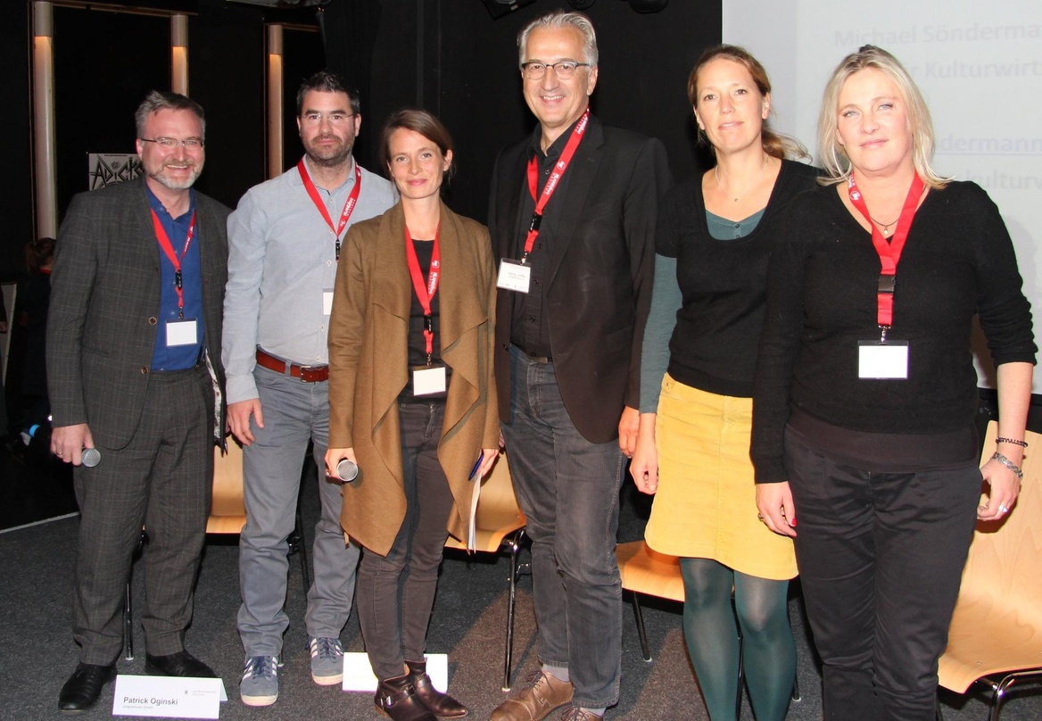 Sprachen über München als Wirtschafts- und Musikstandort (von links): Gastgeber Jürgen Enninger (Leiter des Kompetenzteams Kultur- und Kreativwirtschaft der Stadt München), Patrick Oginski...