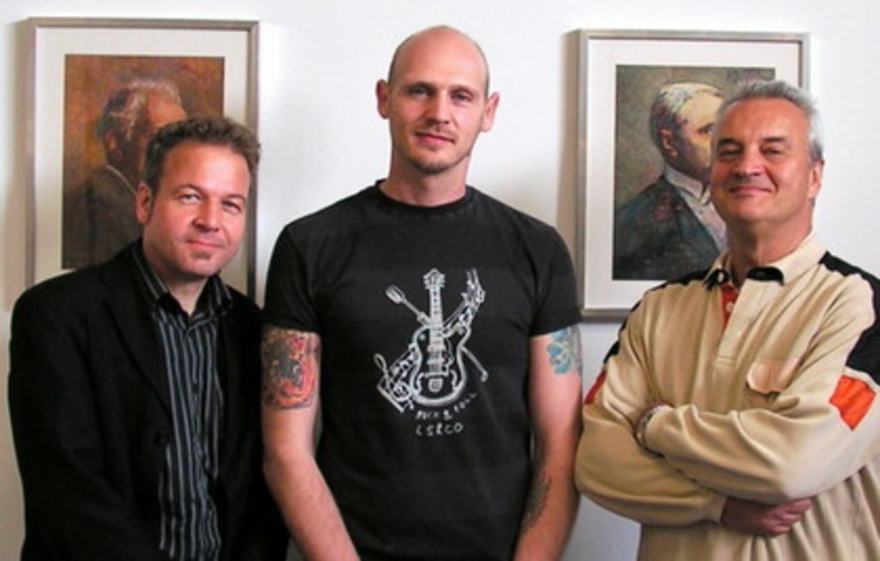 Stellen Bikeralbum vor (v. l.): Ralf Boecker (A&R Membran), Jimmy Cornett und Ronald David (Geschäftsführer Membran)