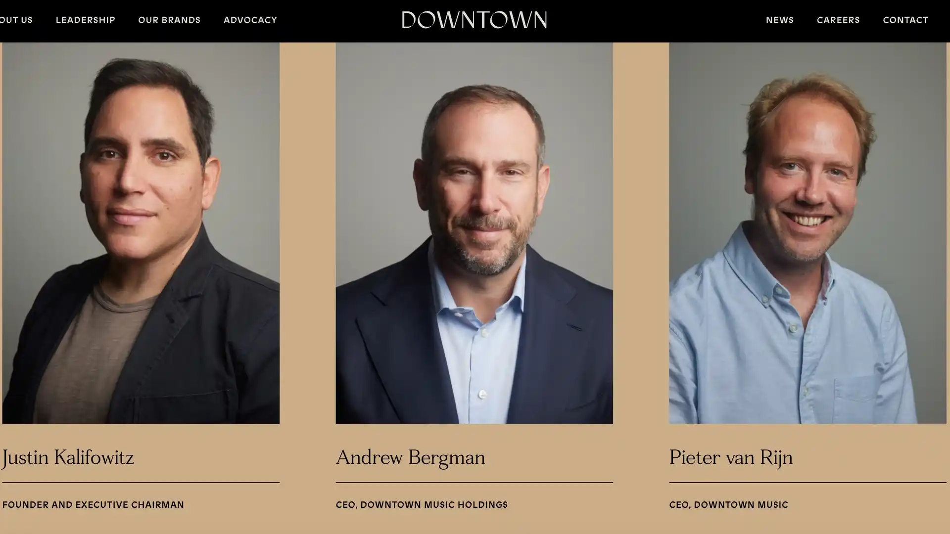 Führten Downtown Music in den vergangenen Jahres gemeinsam (von links): Justin Kalifowitz (Firmengründer und Executive Chairman), Andrew Bergman (CEO der Holding) und Pieter van Rijn (CEO ...