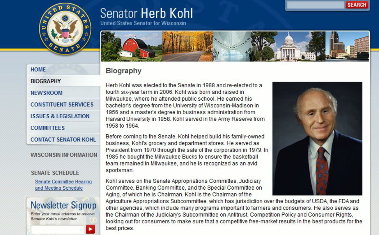 Hat beim Major-Merger erhebliche wettbewerbsrechtliche Bedenken: Senator Herb Kohl
