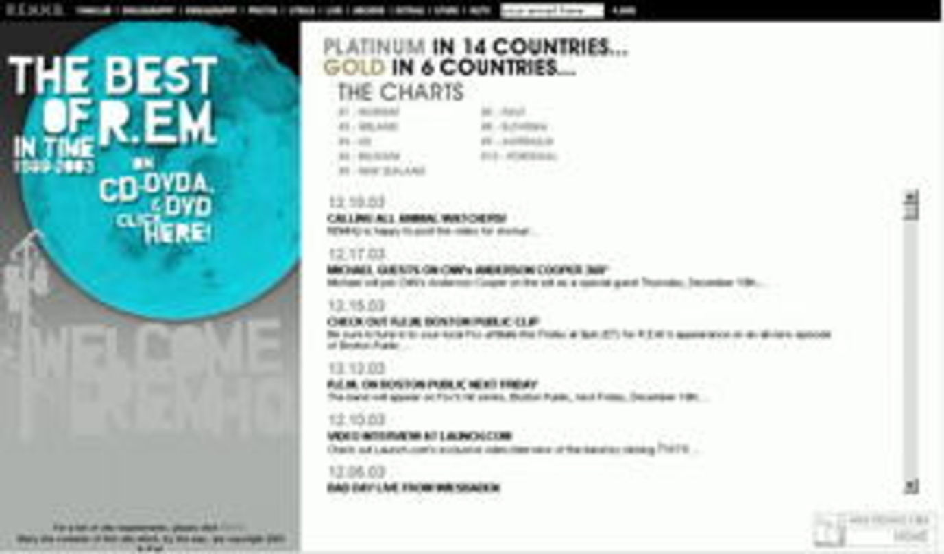 Bei den Musikfans beliebt: die Homepage von R.E.M.