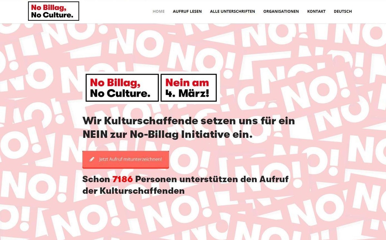 0da8b2eb07229bd612d175a8413a7c91521caa1f2af2d6d6b25a93884224b54c Mobilisieren und informieren unter dem Motto "No Billag, No Culture": Kreative und Künstlerverbände aus der Schweiz