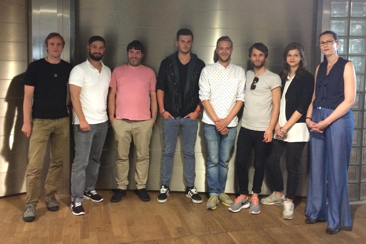 Arbeiten künftig zusammen (von links): Christian Zenger und Teoman Sayim (beide PIL), Siegfried Schuller (Universal Domestic), Noize Generation, Alexander Kralisch (PIL), Erik Laser und Ju...