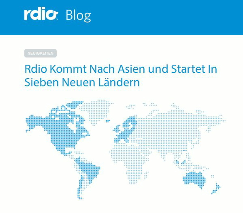 Auf Expansionskurs: Rdio erschließt sieben neue Märkte