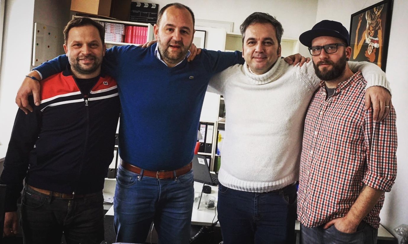 Arbeiten nun gemeinsam (von links): Björn Harwarth (Inhaber Der Kulturlotse), Kai Müller (Inhaber Elbe Entertainment), Arnd Zeigler und Lars Kranenkamp (Lars Meier Management)