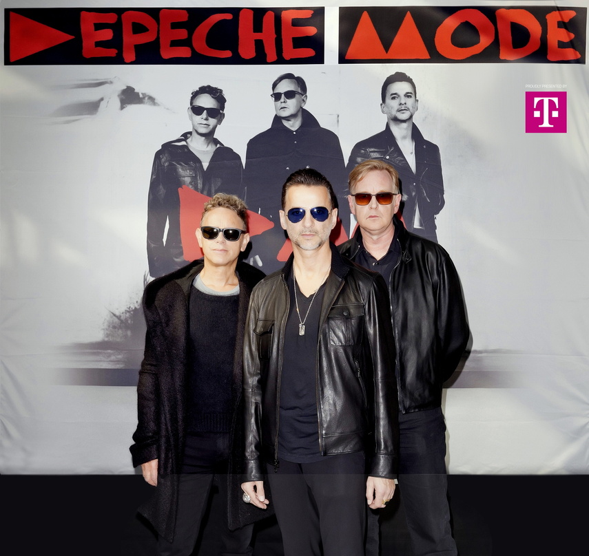 Koopierieren mit der Telekom (von links): Martin Gore, Dave Gahan und Andrew Fletcher von Depeche Mode
