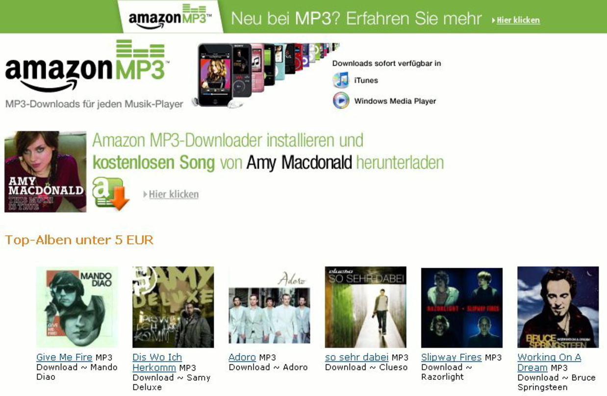 Nun auch in Deutschland verfügbar: Amazon MP3