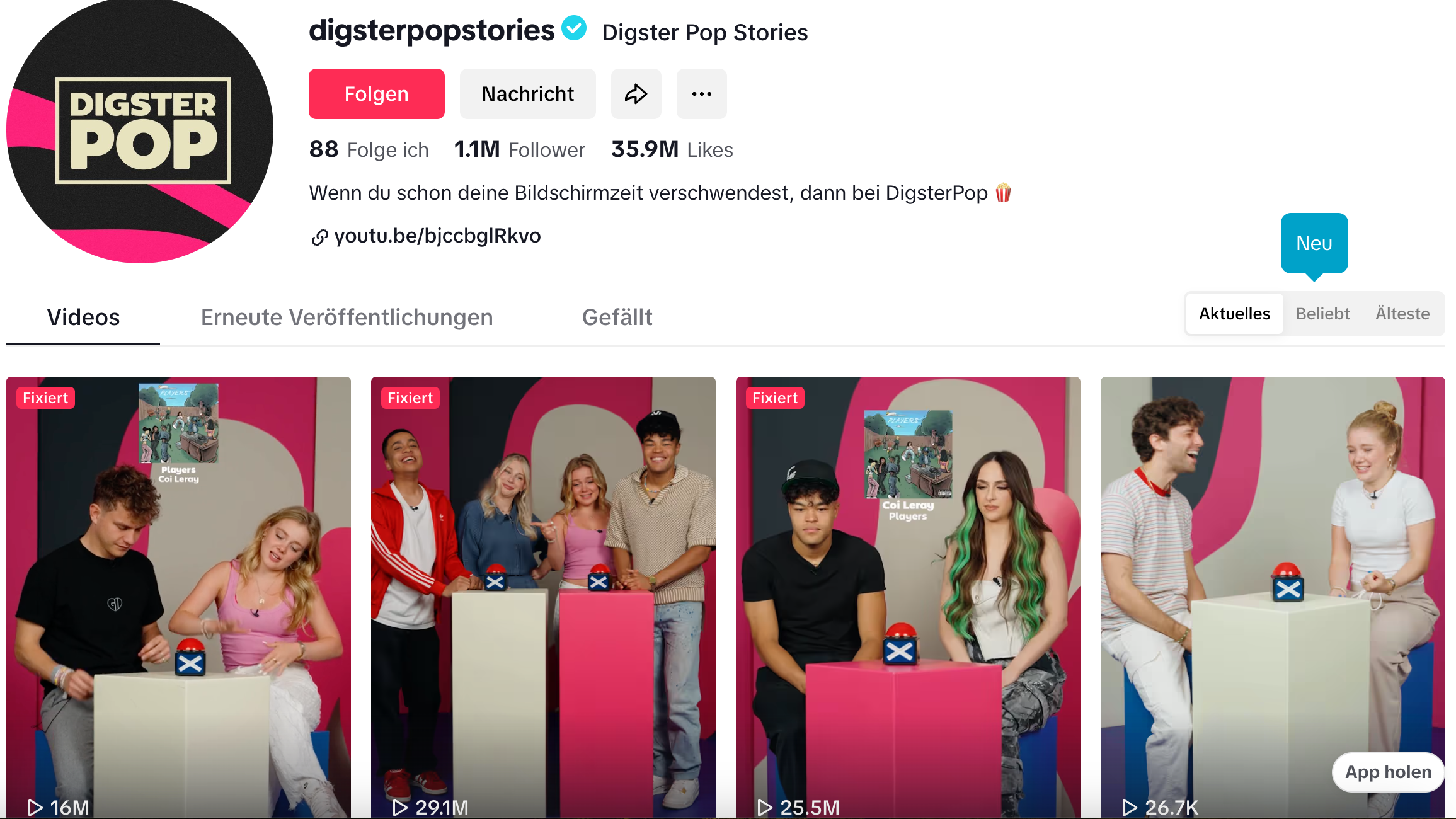 Zählt bereits über 1,1 Millionen Follower:innen: Digster Pop Stories.