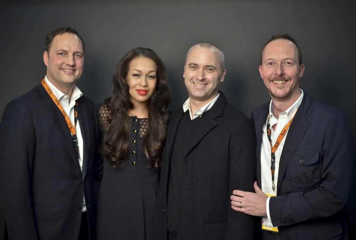 Das Jahr fängt gut an (von links): Edgar Berger (President & CEO International Sony Music Entertainment, Rebecca Ferguson, Stefan Goebel (Senior Vice President International GSA Sony Music...