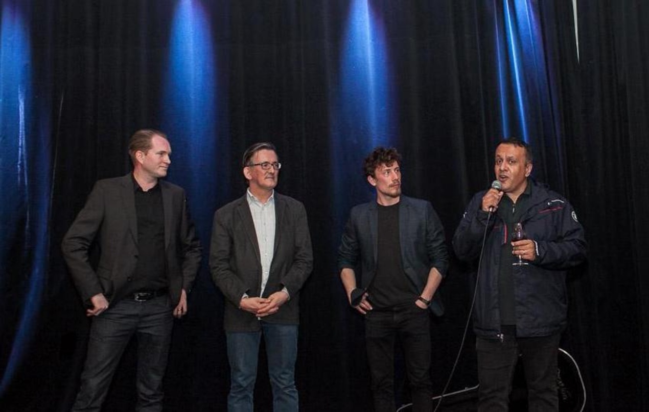 Trafen sich bei der Feierabendveranstaltung im nhow Hotel (von links): Dirk Dreyer (General Manager nhow), Jens-Markus Wegener (Managing Director Imagem music), Dominik Trampf (nhow) und S...