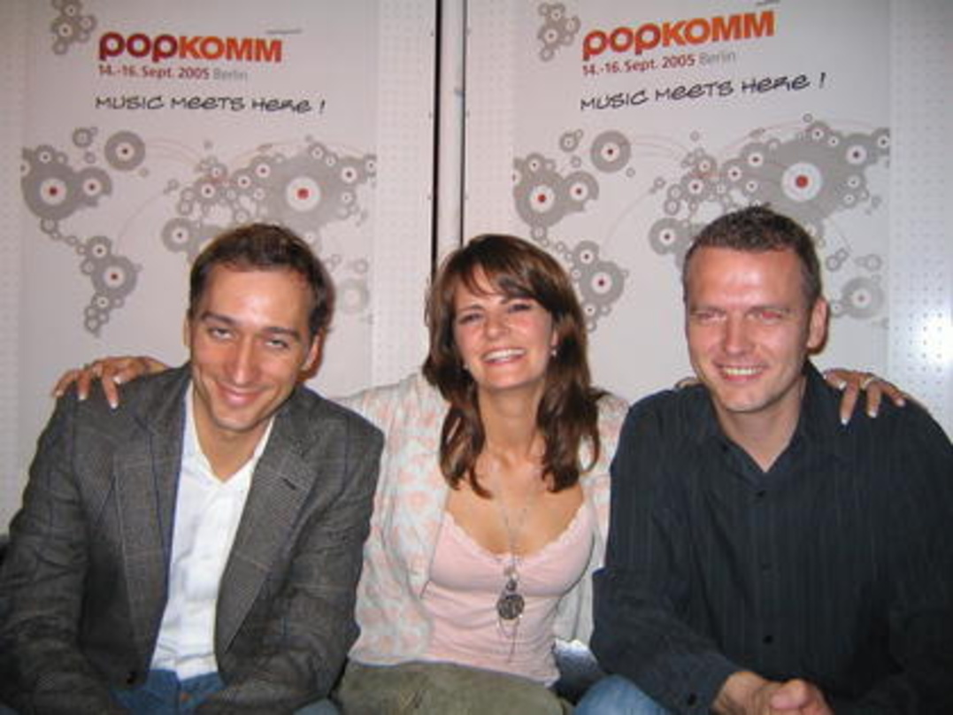 Voller Vorfreude auf das Event (v.l.n.r.): Paul van Dyk mit den Popkomm-Machern Katja Bittner und Dirk Schade