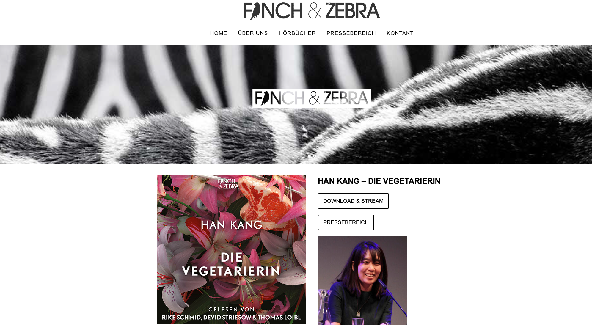 Literaturnobelpreisträgerin im Programm: Finch & Zebra kümmert sich im deutschsprachigen Markt um Hörbücher der südkoreanischen Schriftstellerin Han Kang.