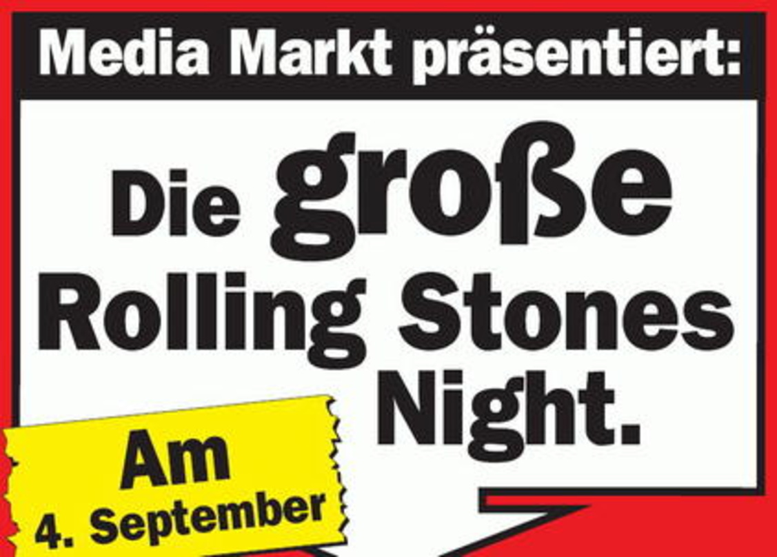 Wirbt für die Stones-Night: Media-Markt-Flyer