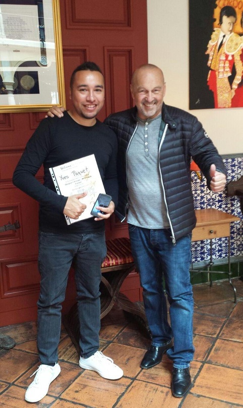 Im Europapark: Yves Paquet und 7us-media-Chef Hans Derer
