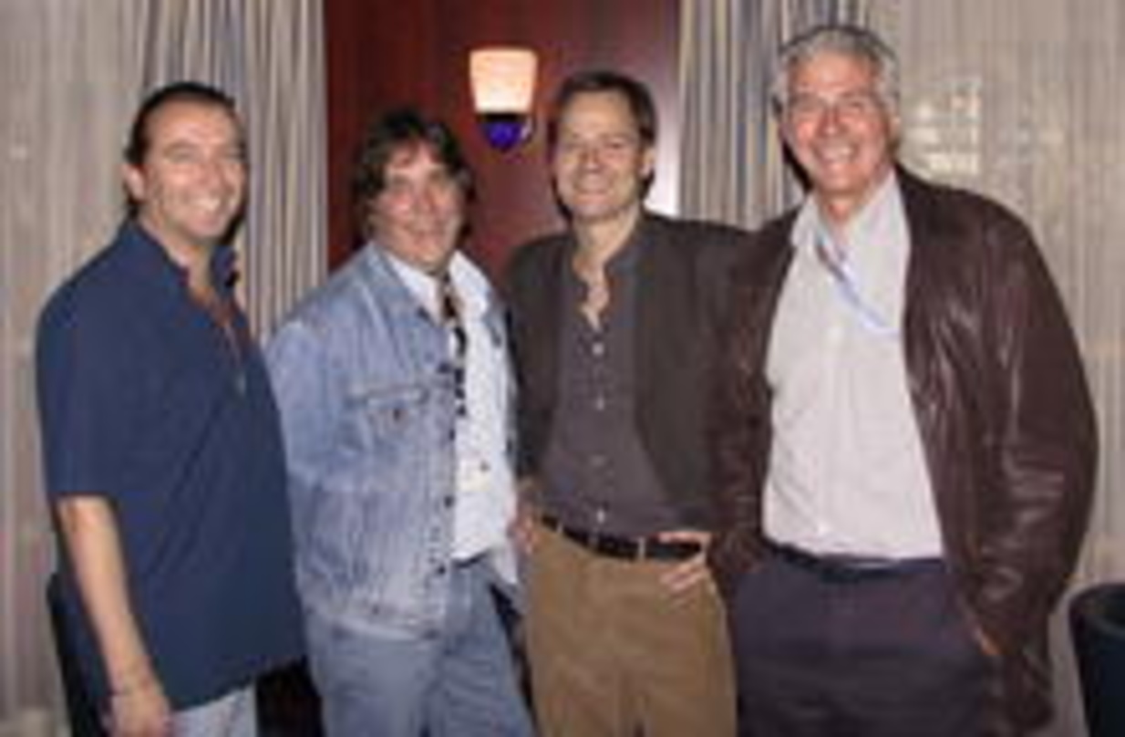 Vertragspartner (v.l.n. r.): Gino Naschke, Lindsay Brown (Managing Director Eagle Records und Worldwide Director of International Sales & Marketing, Eagle Vision), Stefan Weikert und Brian...