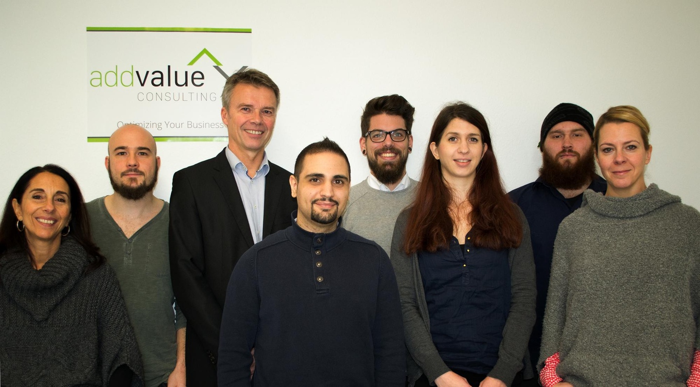 Das Team von Addvalue Consulting (von links): Antonella Simonetti (Sales Italy), Thomas Spindeldreher (Sales & Marketing), Geschaftsführer Christoph Diekmann, Tayfun Sargin (IT & Systeme),...