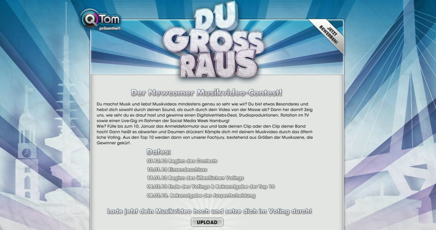 Wirbt um kreative Musikvideos: Die Homepage zum Nachwuchswettbewerb