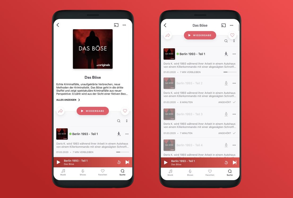 Soll nicht nur "Das Böse" besser auffindbar machen: die neu gestaltete Podcast-Seite in der Deezer-App