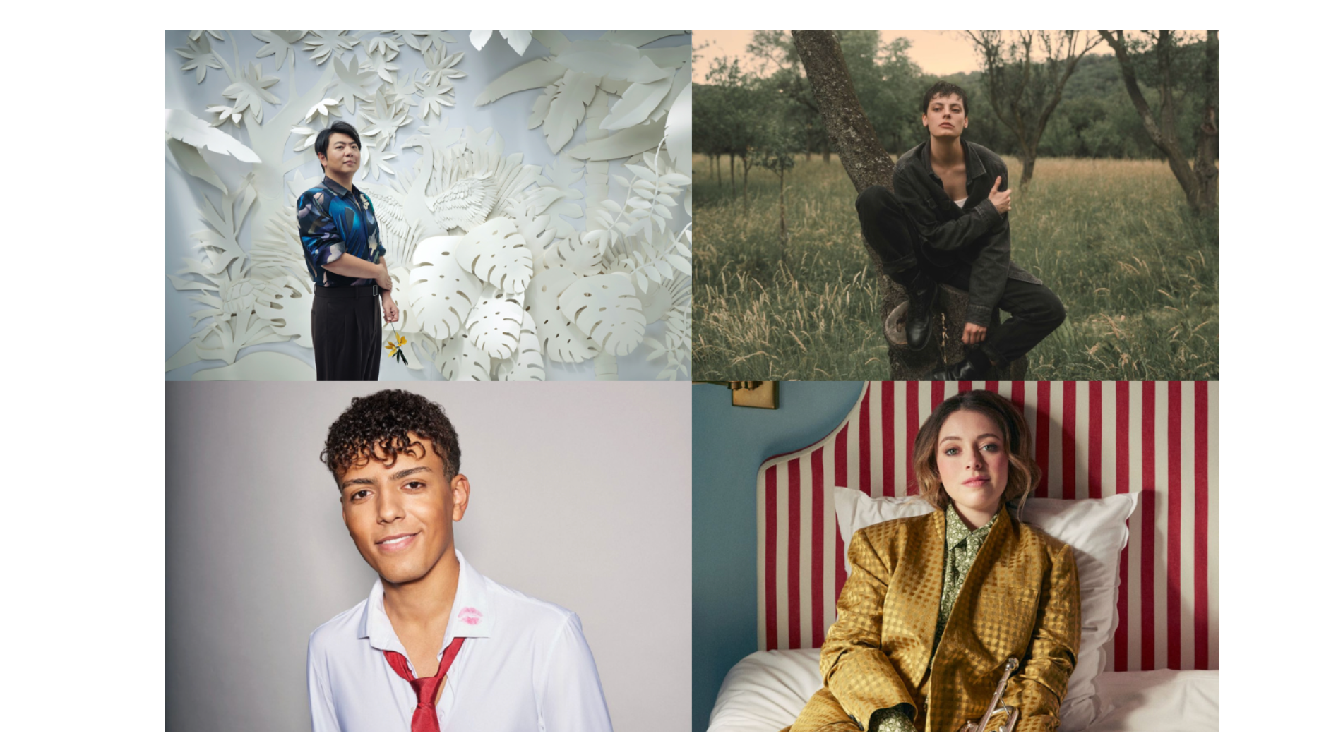 Live dabei bei der Gala zum Opus Klassik 2025 (oben, von links): Lang Lang und Emily D'Angelo sowie (unten, von links) Louis Philippson und Lucienne Renaudin Vary.