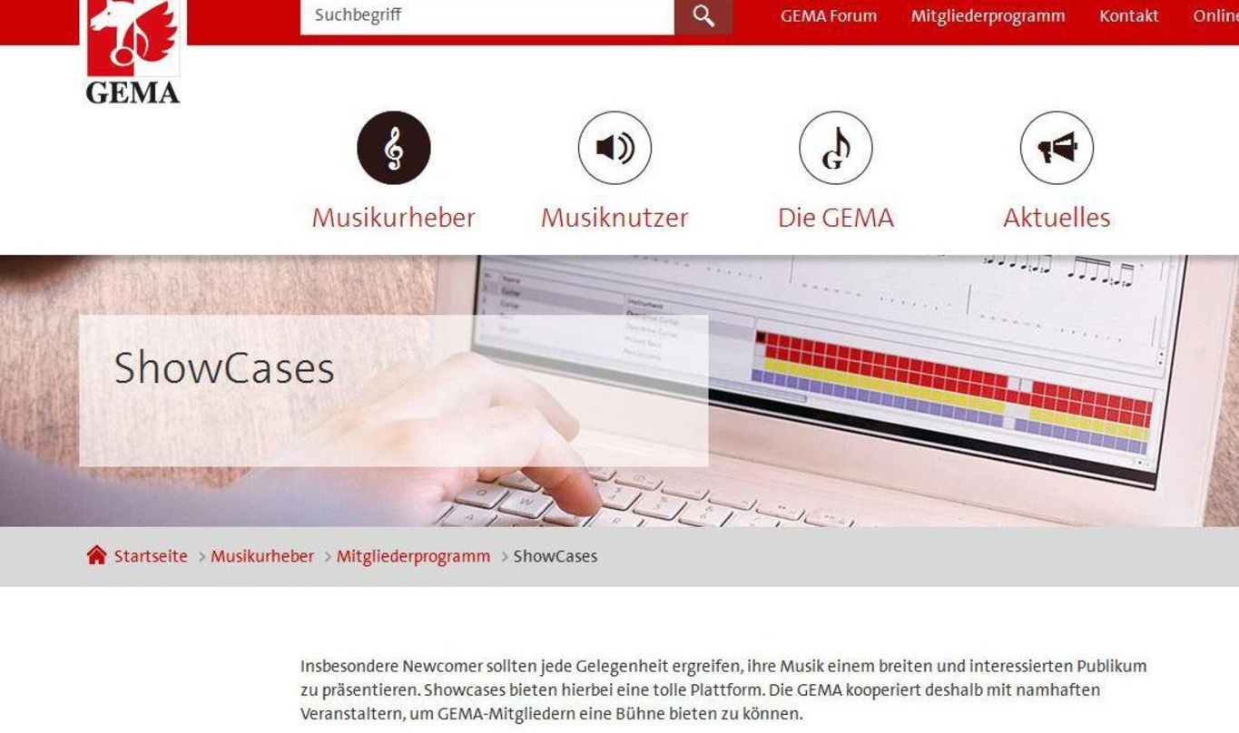 Neu im Mitgliederprogramm der GEMA: Das Showcaseprogramm