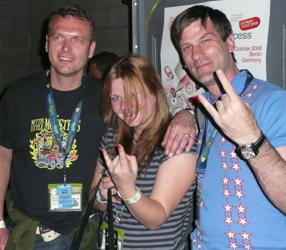 Im Metalfieber (v.l.n.r.): Dirk Schade (Popkomm), Helene D. Broch (Music Export Norway) und Klaus Gropper (Popkomm)