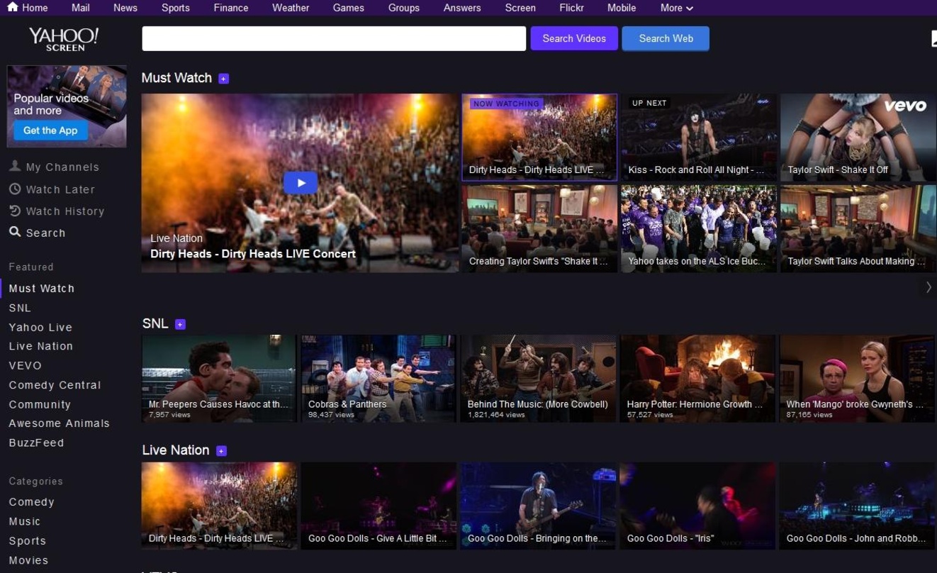 Wird künftig auch von Vevo mit Katalogtiteln versorgt: Yahoo Screen