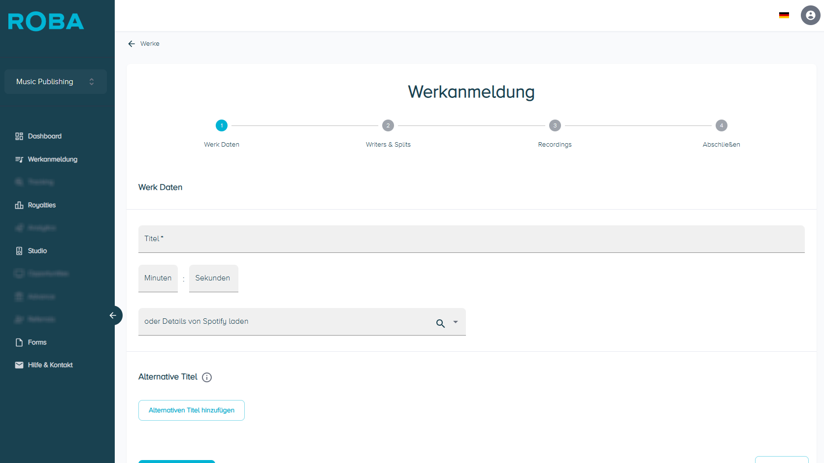 Neu bei Roba Music Publishing: Das myROBA Publishing Portal.