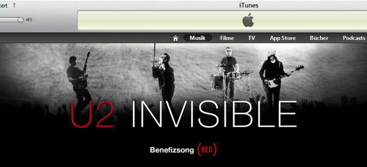 Inzwischen auch bei iTunes kostenpflichtig: U2 gaben ihren Song "Invisible" zunächst für einen guten Zweck zur Verfügung