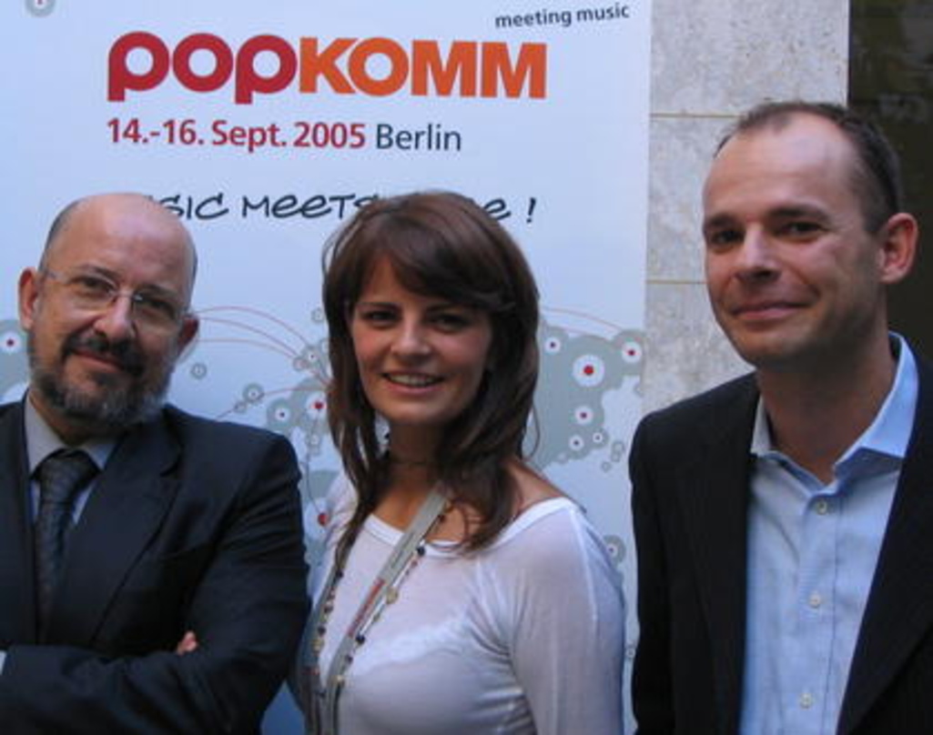 Eröffneten die Popkomm 2005 (v.l.n.r.): Francisco Galindo, Katja Bittner und Ralf Kleinhenz