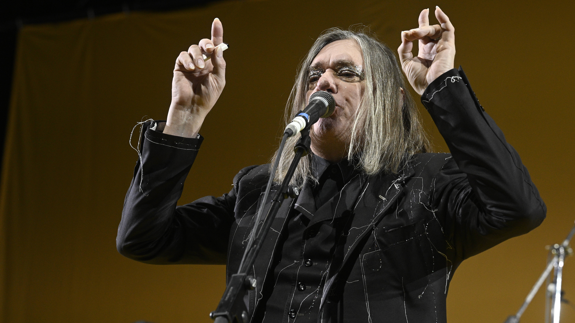 Erhält das Bundesverdienstkreuz am Band: Blixa Bargeld von der Band Einstürzende Neubauten, hier bei einem Konzert in Prag Mitte Oktober 2024.
