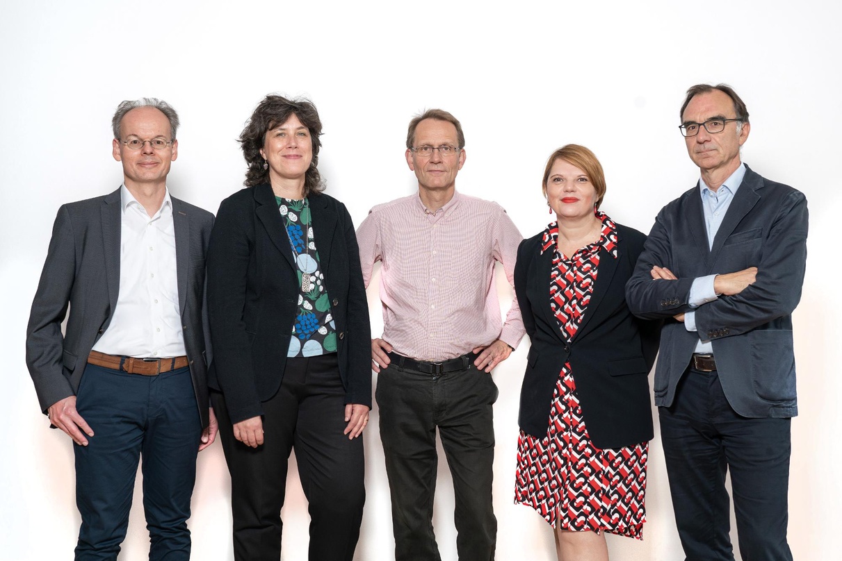 Stehen mit Concord Music Publishing vor dem Umzug in eine neue Berliner Firmenzentrale (von links): Helmuth Kreysing, Kerstin Schüssler-Bach, Tilman Kannegießer-Strohmeier, Tina Funk und F...