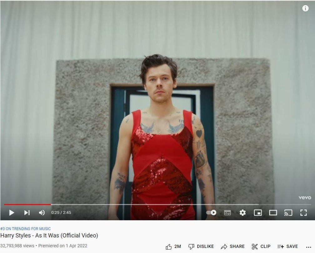Harry Styles sorgte mit seinem Video zum Song "As It Was" für Aufsehen