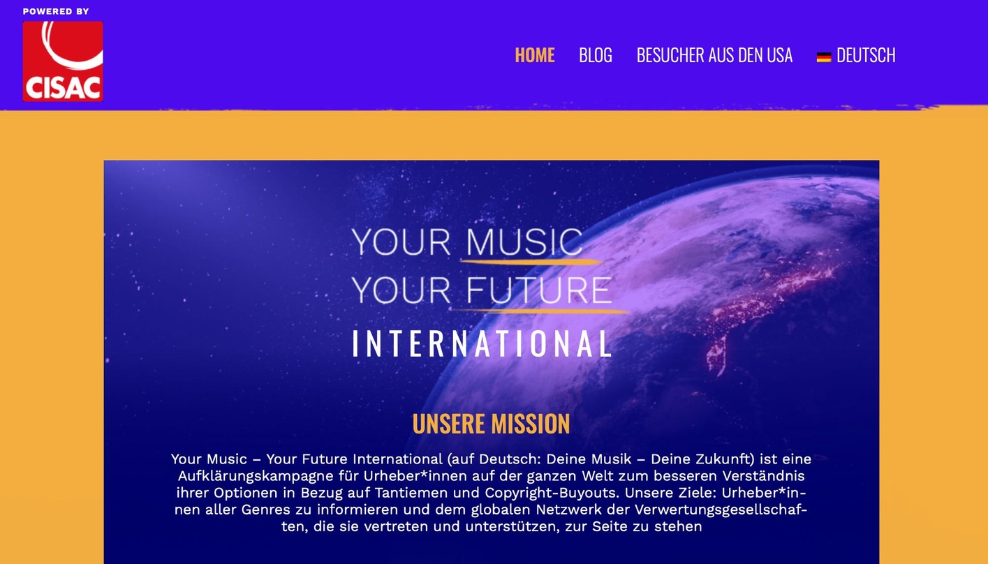 Soll über das Für und Wider von steten Tantiemenflüssel im Gegenzug zu sogenannten Total Buyouts infoirmieren: die neu ans Netzt gebrachte deutschsprachige Webseite zur Kampagne Your Music...