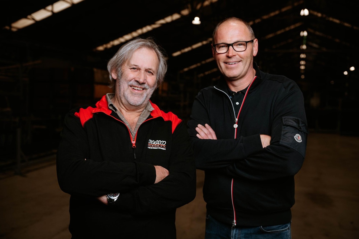 Der Chef und sein Nachfolger (von links): Hedwig De Meyer (CEO Stageco Belgien) und Hans Willems (CEO Wicreations)