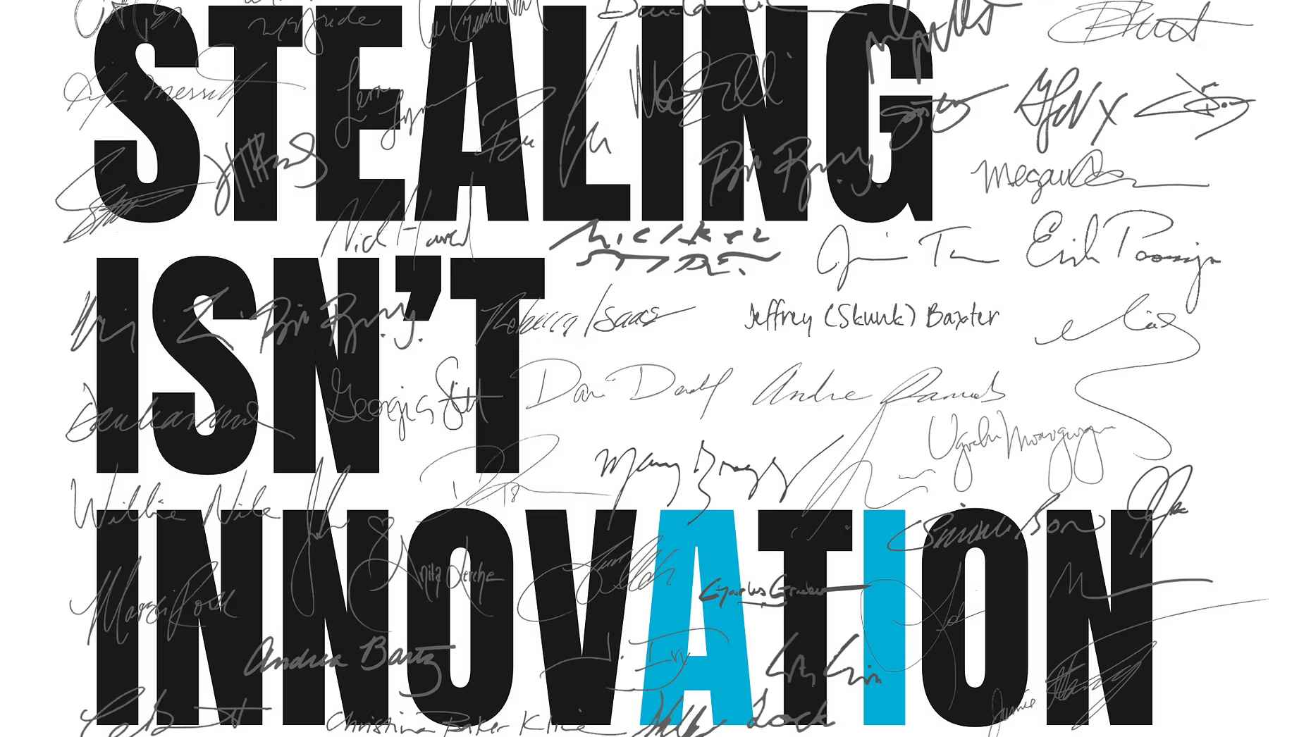 Klare Ansage: "Stealing Isn't Innovation".