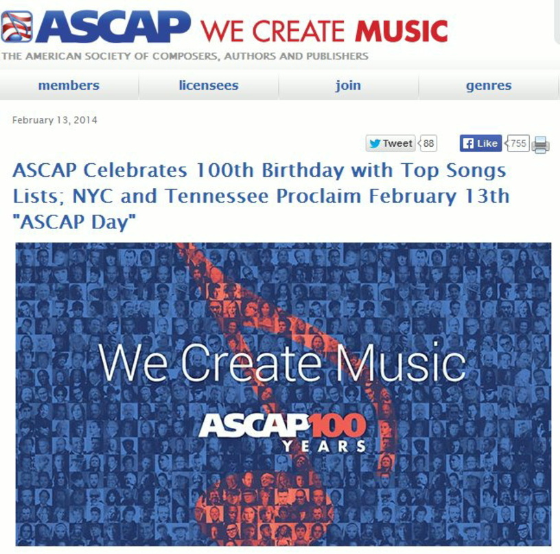 Kann ihren 100. Geburtstag mit Zuwächsen bei Umsatz und Ausschüttungen zelebrieren: die Verwertungsgesellschaft ASCAP