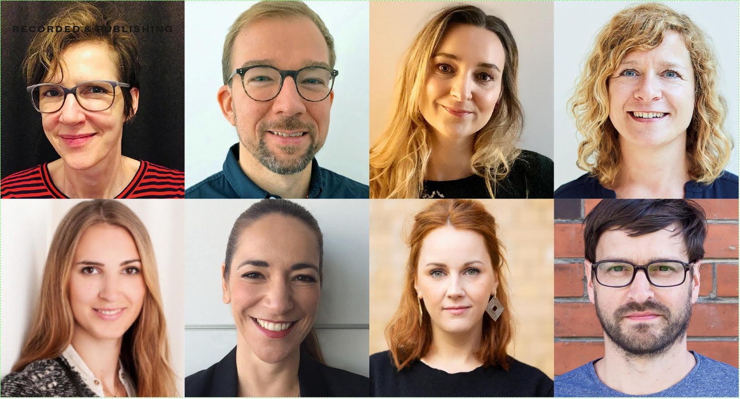 Setzen sich bei Universal Music für die Klimaziele ein (oben, von links): Astrid Kieselbach, Carsten Franke, Cornelia Vogt und Karola Stenschke sowie (unten, von links) Nadia Wiener, Steff...