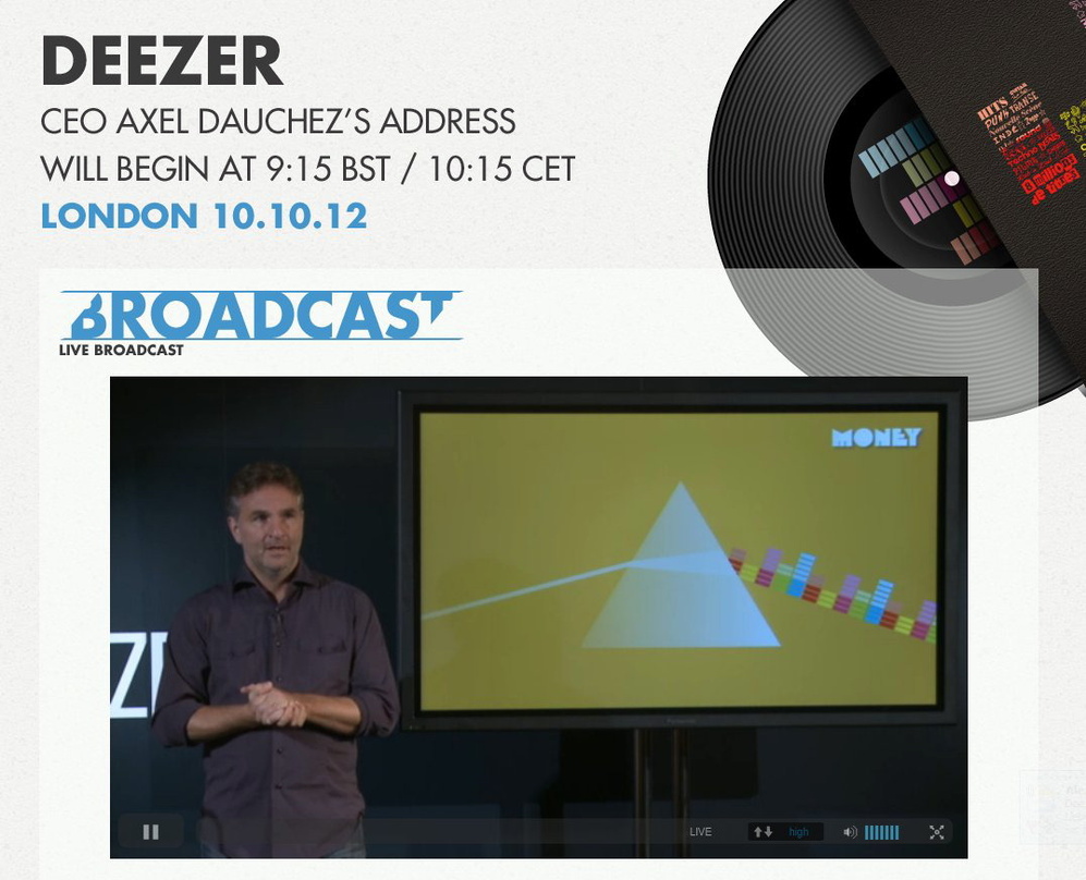 Stellte am 10. Oktober in den Londoner Abbey Road Studios seine unternehmerischen Ziele vor: Deezer-CEO Axel Dauchez