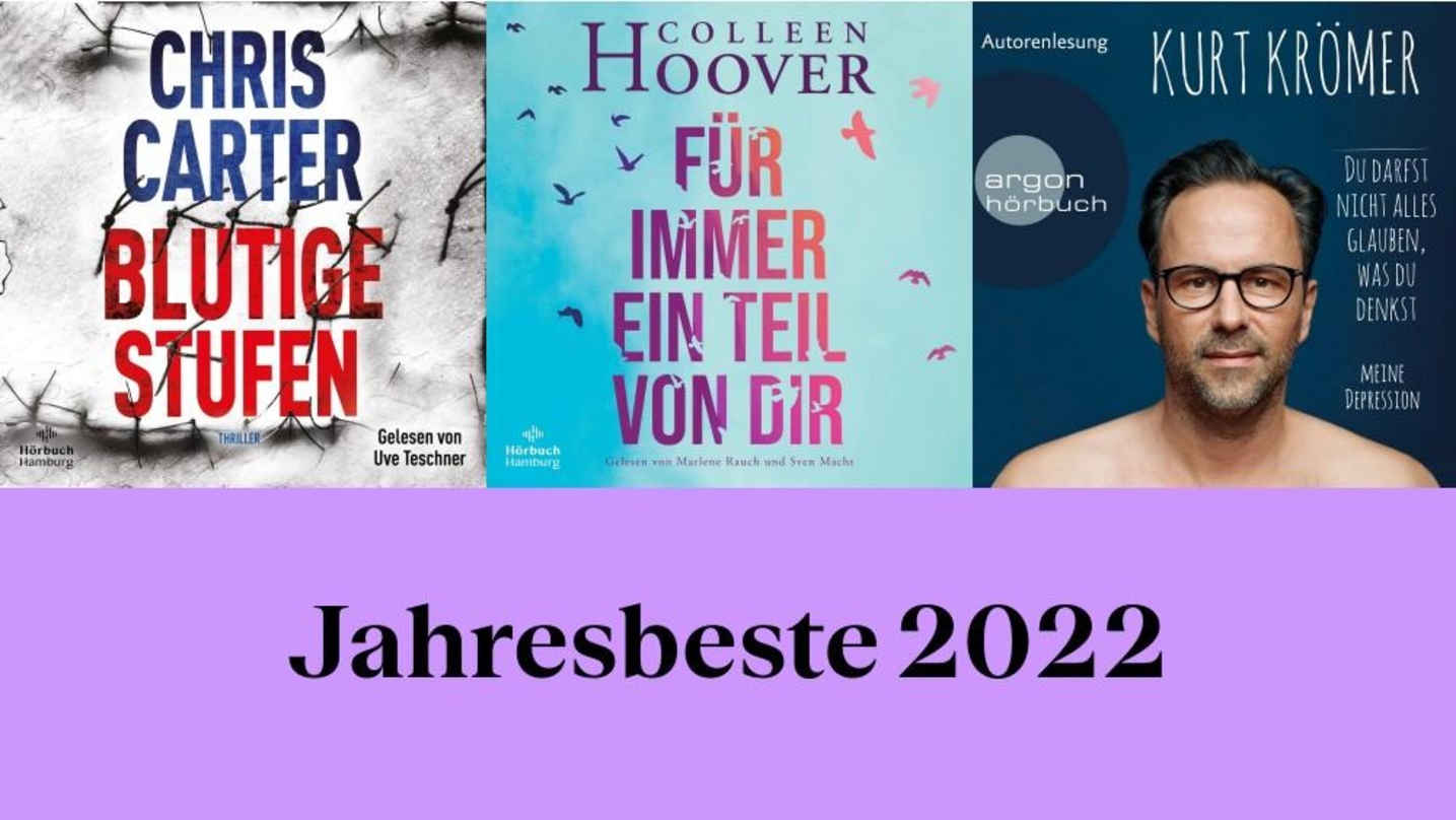 Beliebte Autor:innen bei BookBeat (von links). Chris Carter, Colleen Hoover und Kurt Krömer